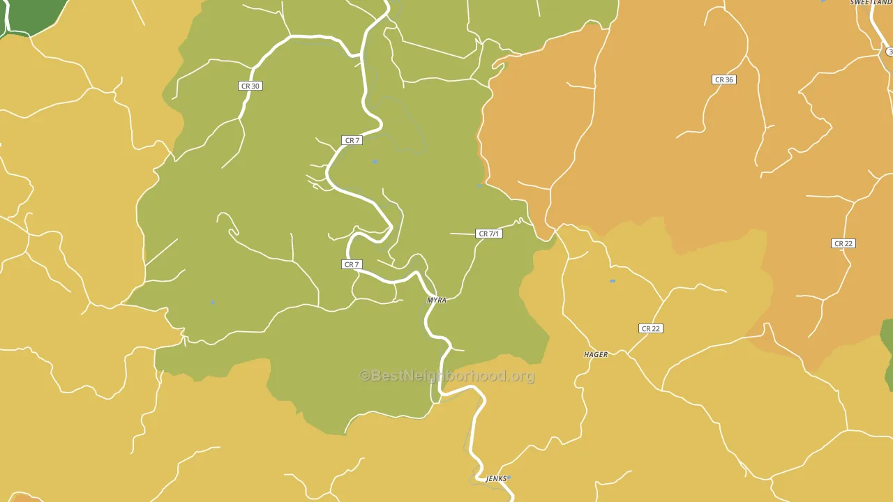Myra, WV block-group voter-turnout map