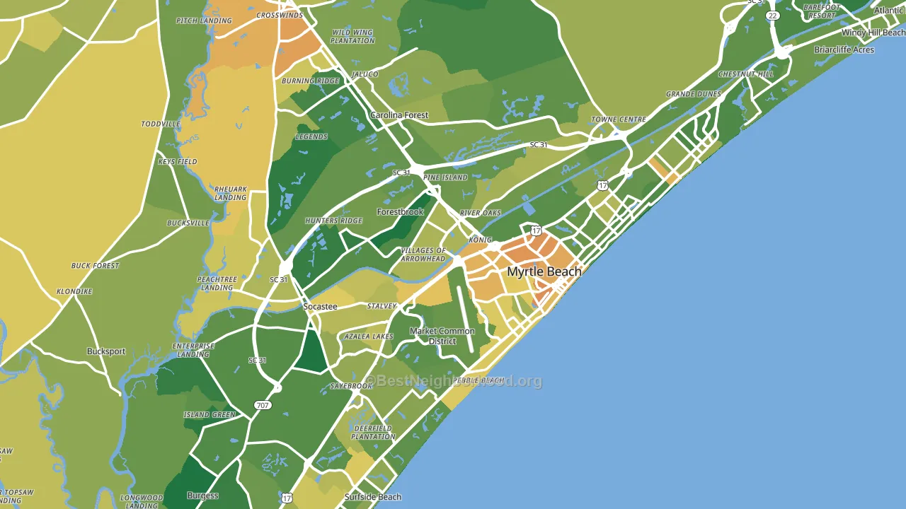 Myrtle Beach, SC block-group voter-turnout map