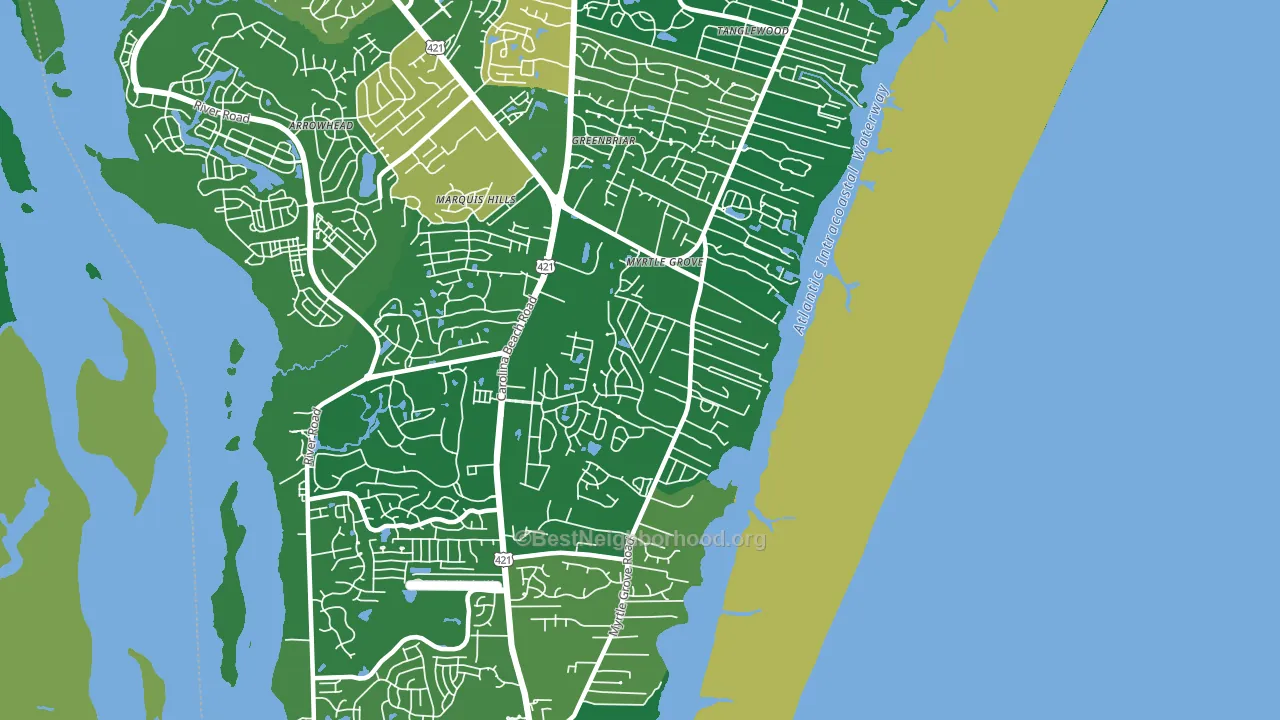 Myrtle Grove, NC block-group voter-turnout map