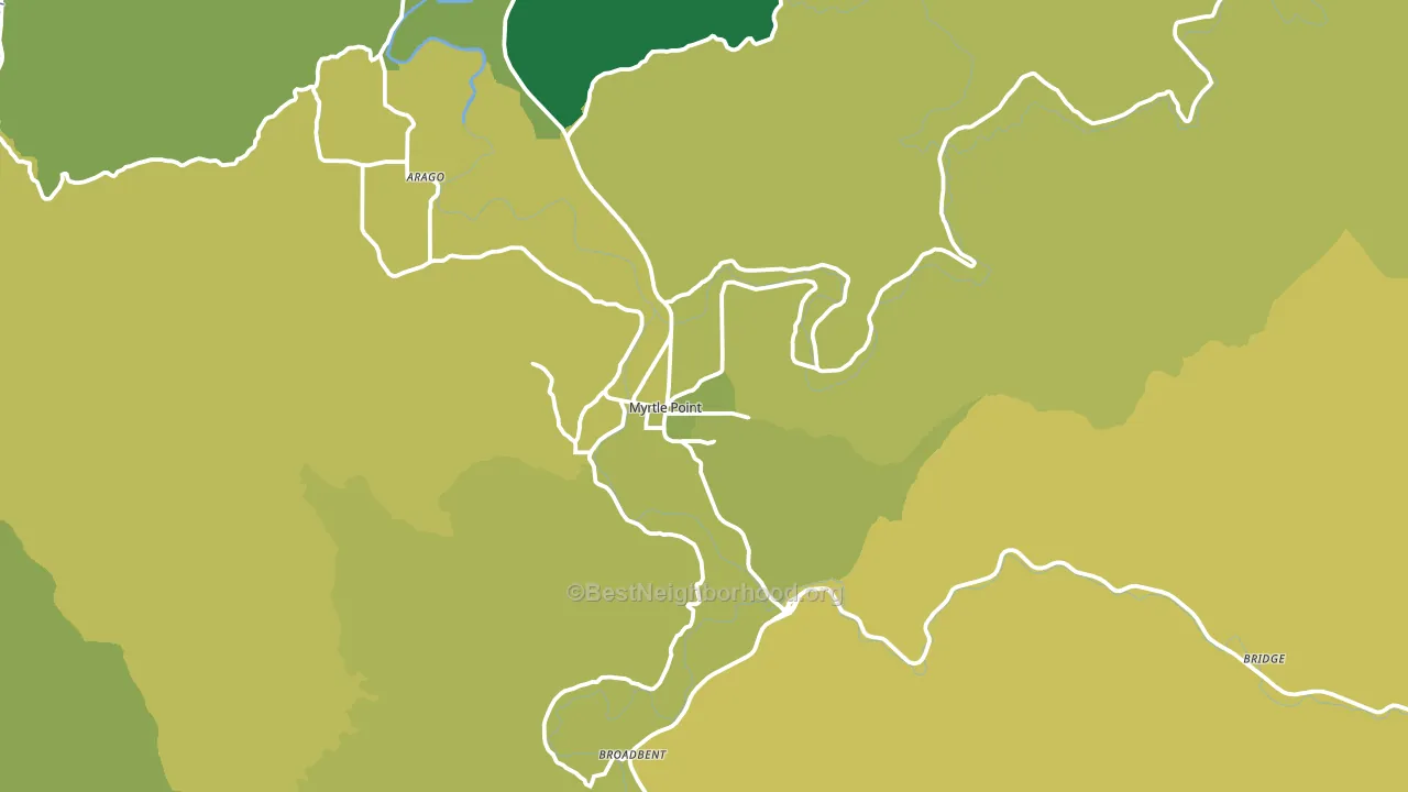 Myrtle Point, OR block-group voter-turnout map
