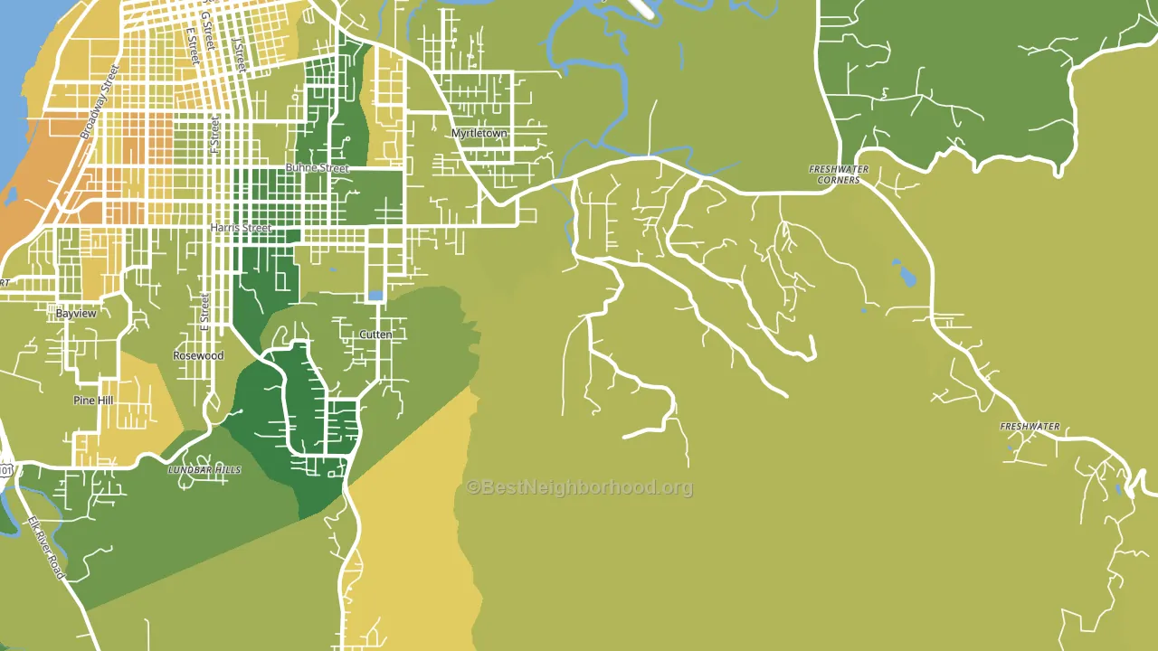 Myrtletown, CA block-group voter-turnout map