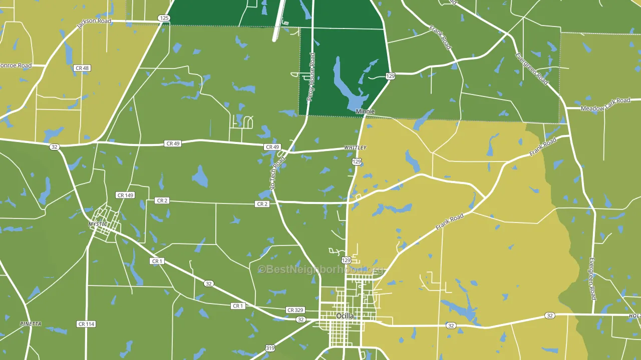 Mystic, GA block-group voter-turnout map