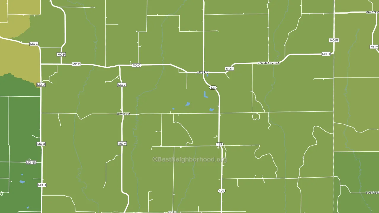 Mystic, MO block-group voter-turnout map