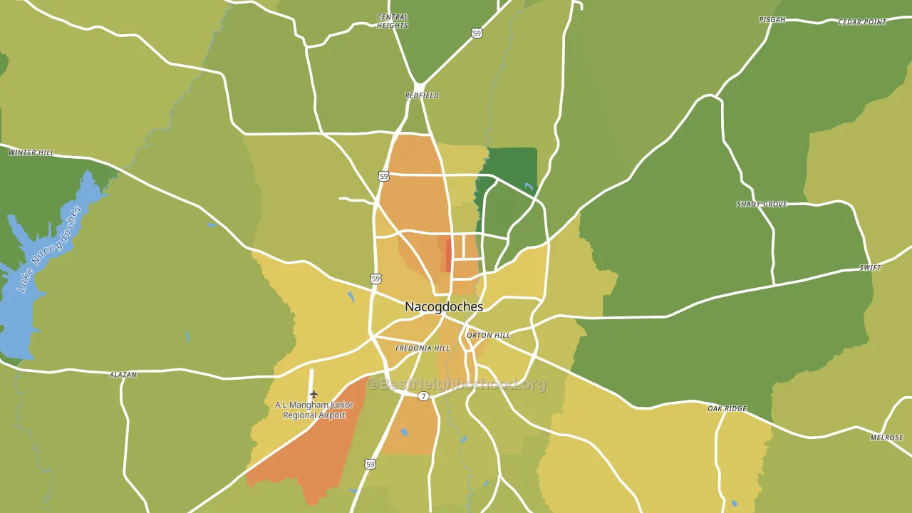 Nacogdoches, TX block-group voter-turnout map