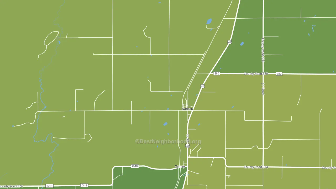 Nadeau, MI block-group voter-turnout map
