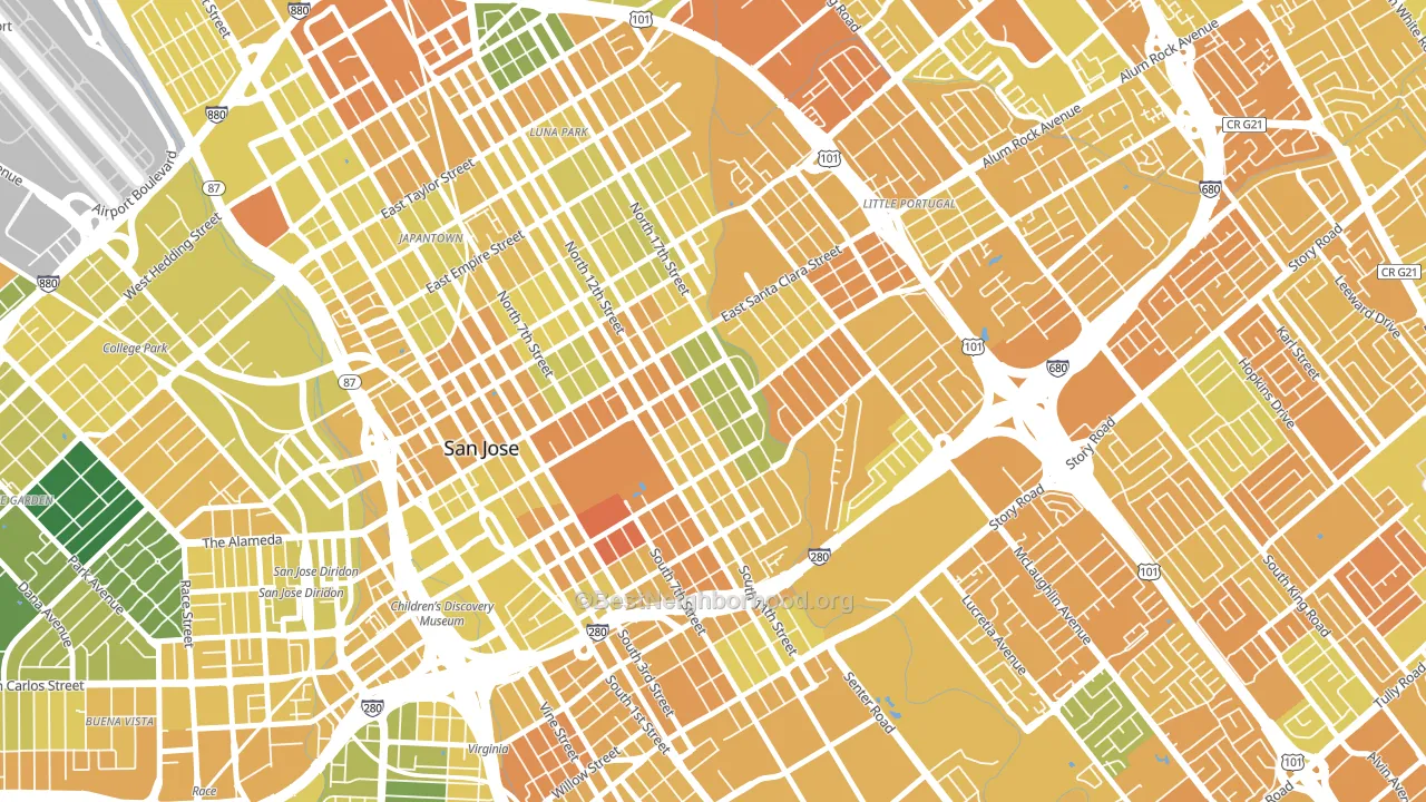 Naglee Park, San Jose, CA block-group voter-turnout map