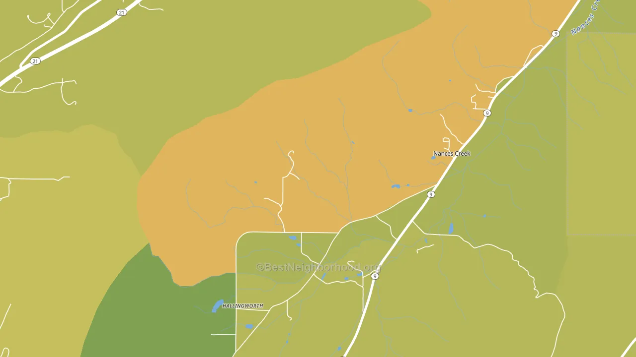 Nances Creek, AL block-group voter-turnout map