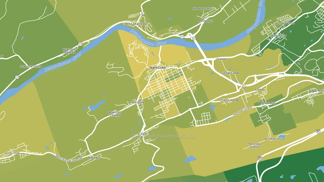 Nanticoke, PA block-group voter-turnout map
