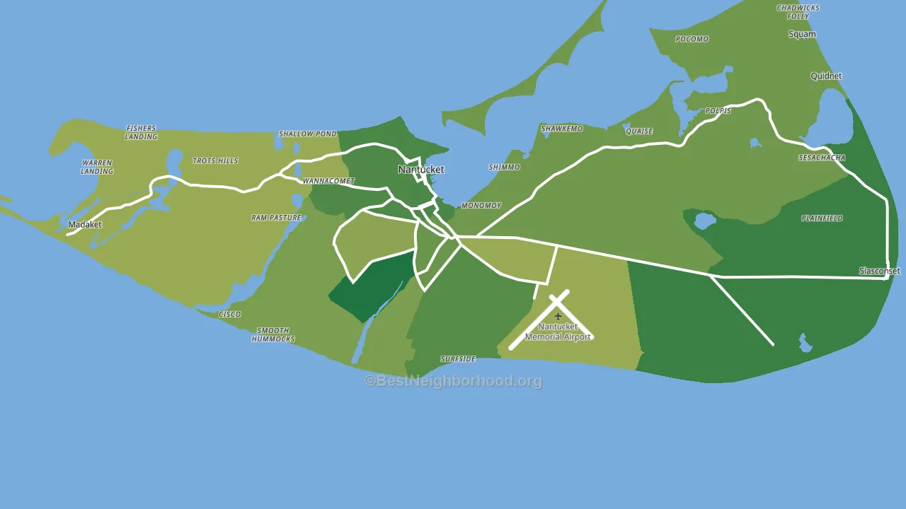 Nantucket County, MA block-group voter-turnout map