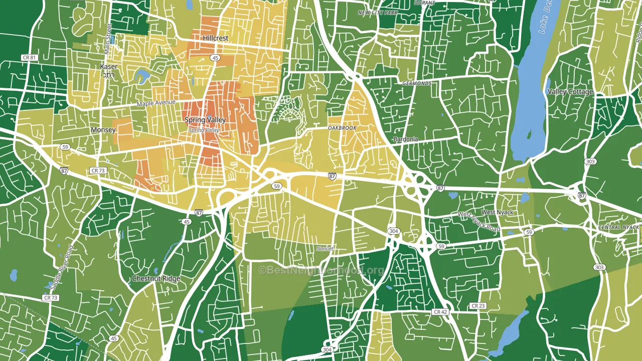 Nanuet, NY block-group voter-turnout map