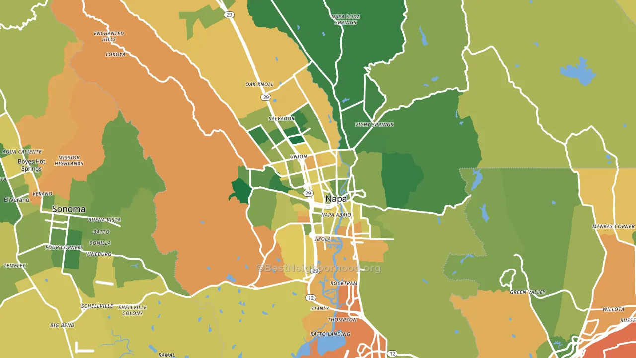 Napa, CA block-group voter-turnout map