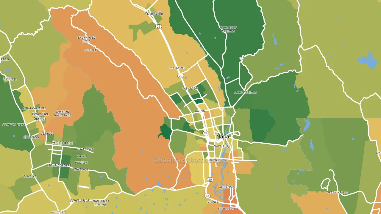 Napa County, CA block-group voter-turnout map