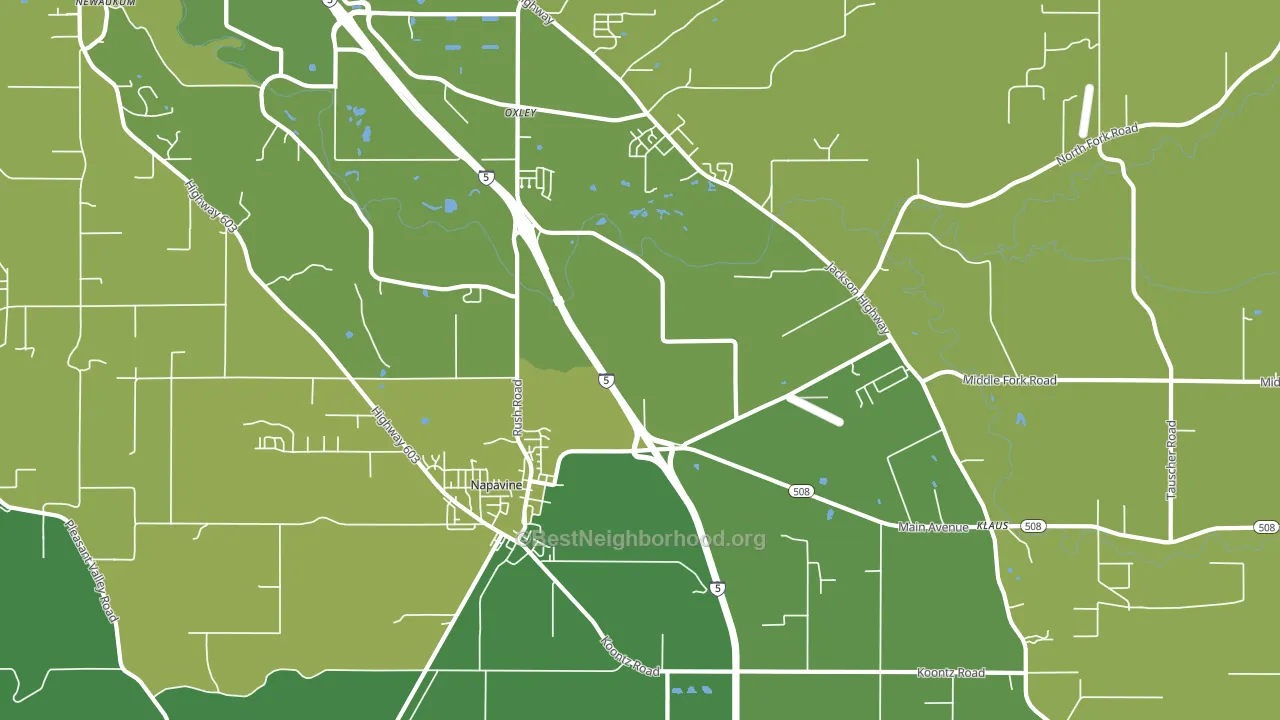 Napavine, WA block-group voter-turnout map