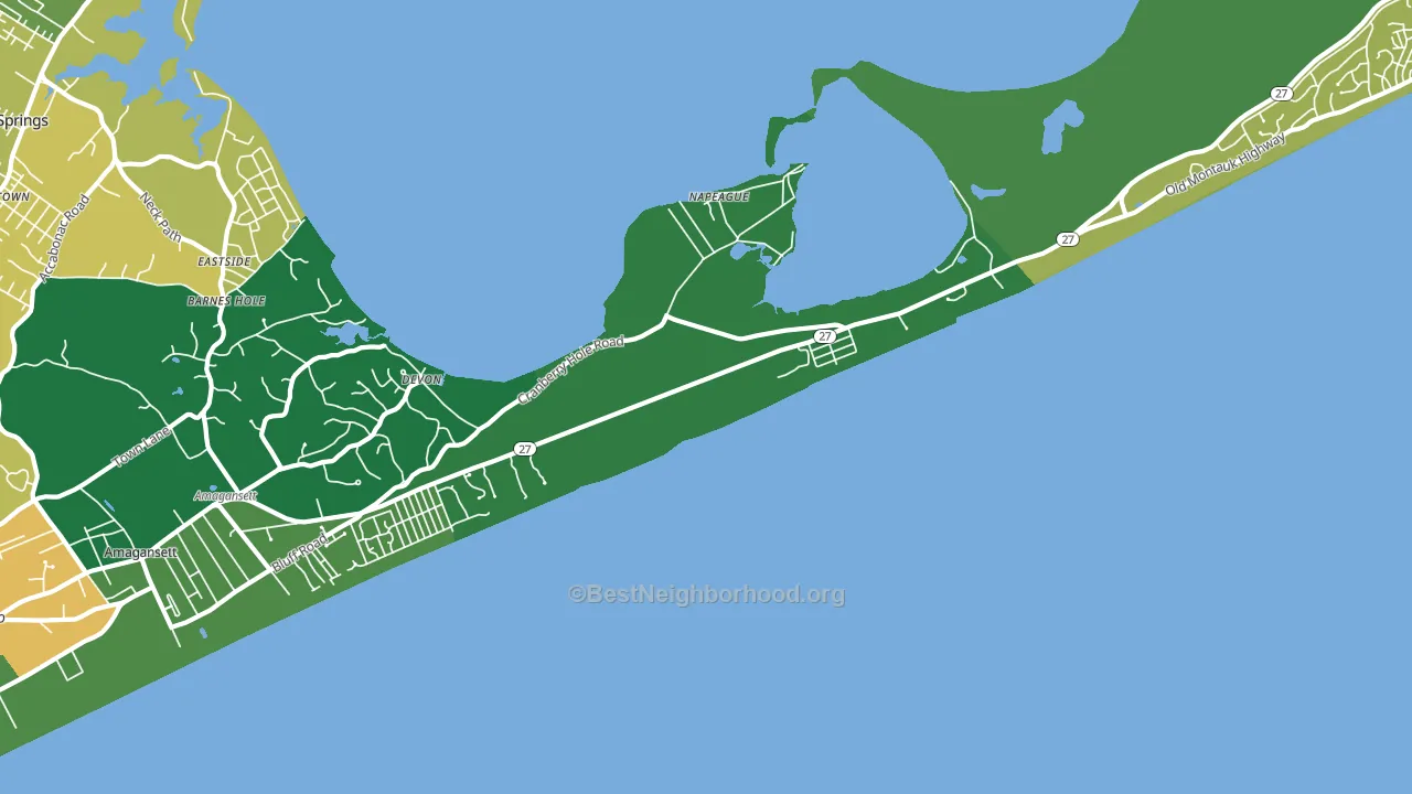 Napeague, NY block-group voter-turnout map