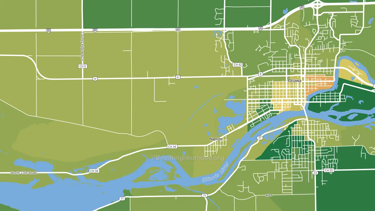 Naplate, IL block-group voter-turnout map