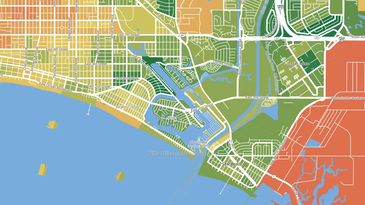 Naples-Marina Area, Long Beach, CA block-group voter-turnout map