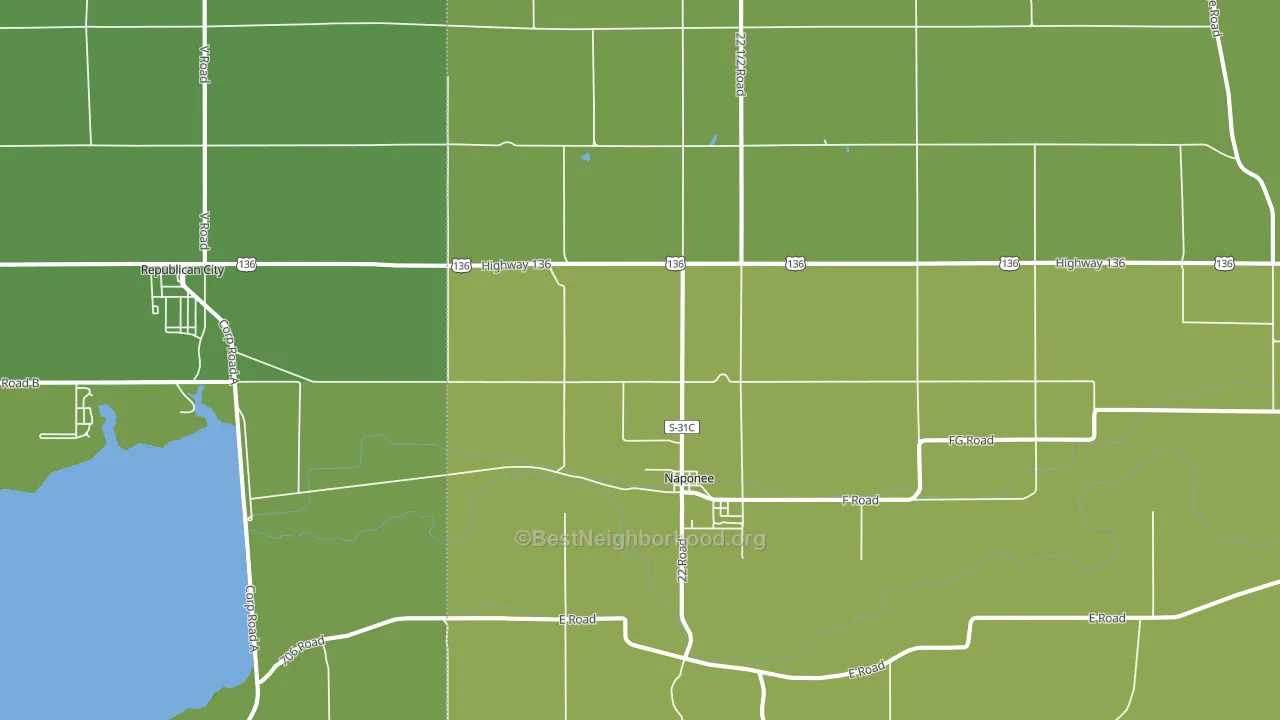 Naponee, NE block-group voter-turnout map