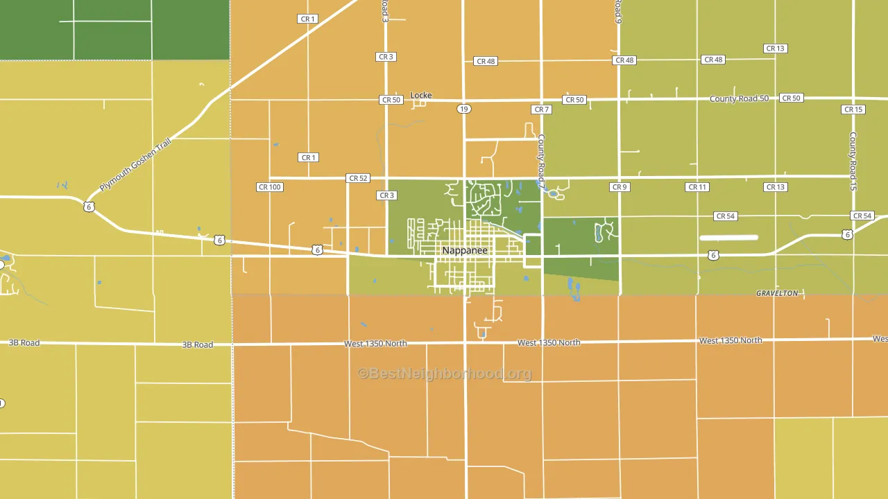 Nappanee, IN block-group voter-turnout map
