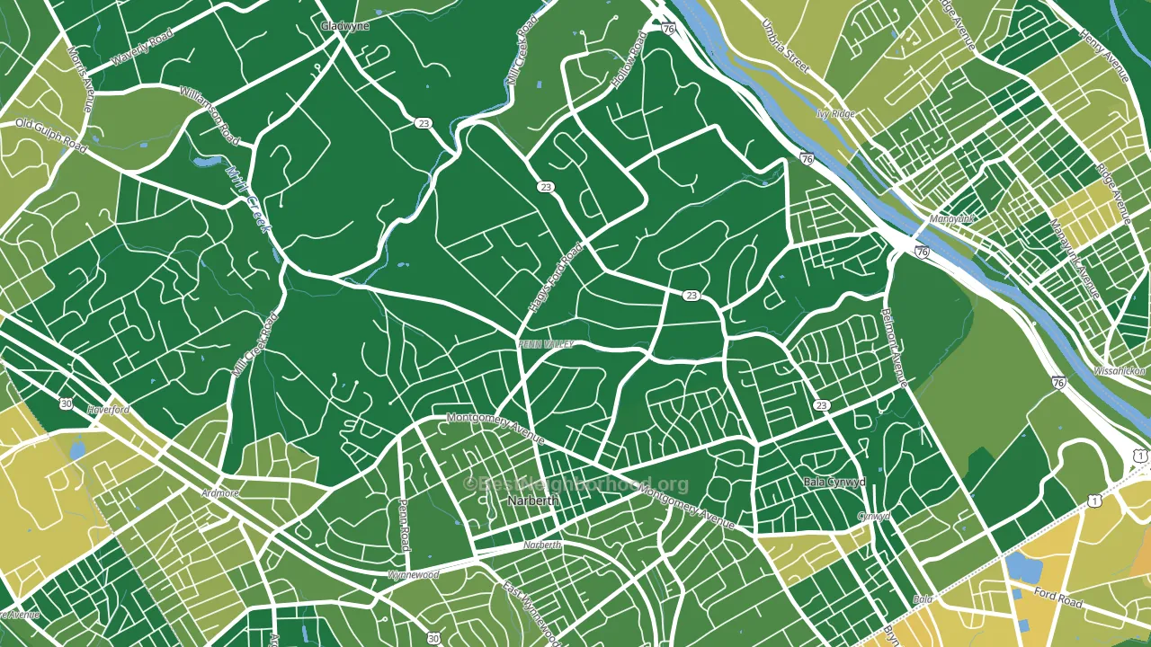 Narberth, PA block-group voter-turnout map