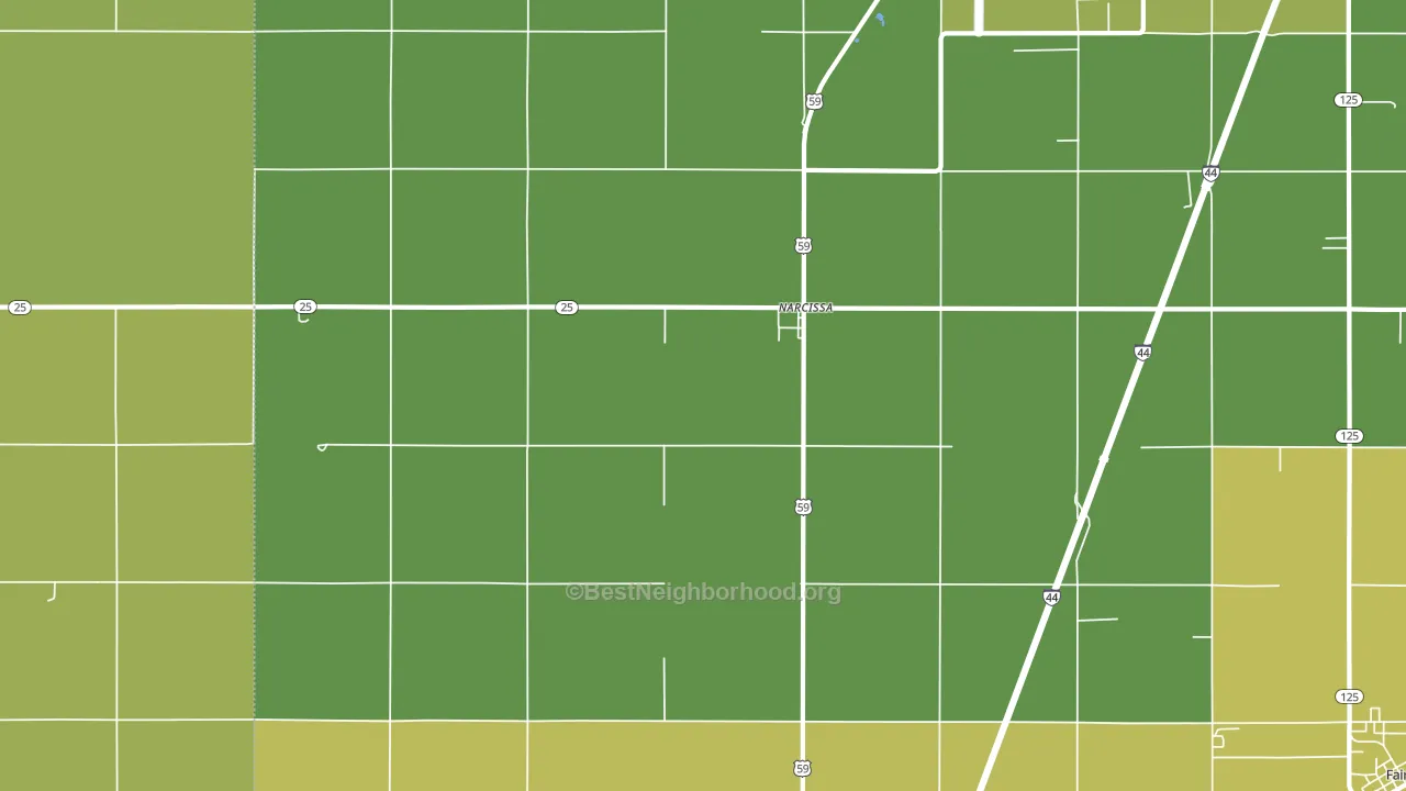Narcissa, OK block-group voter-turnout map