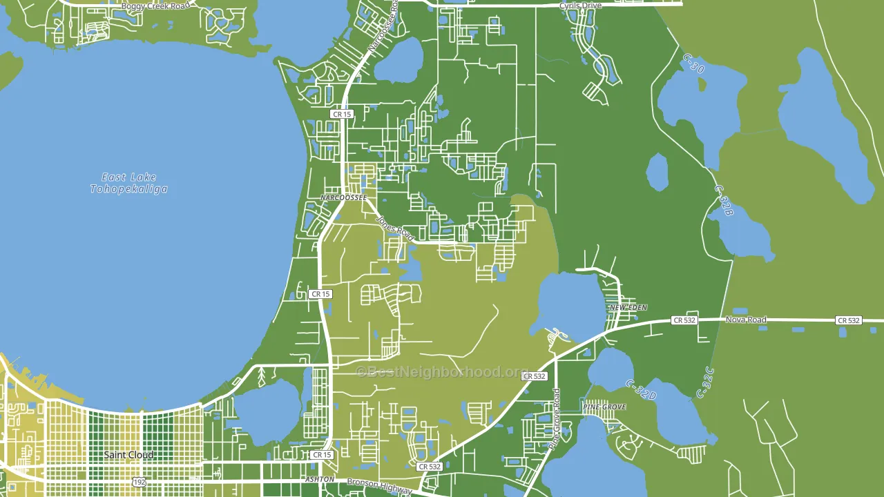Narcoossee, FL block-group voter-turnout map