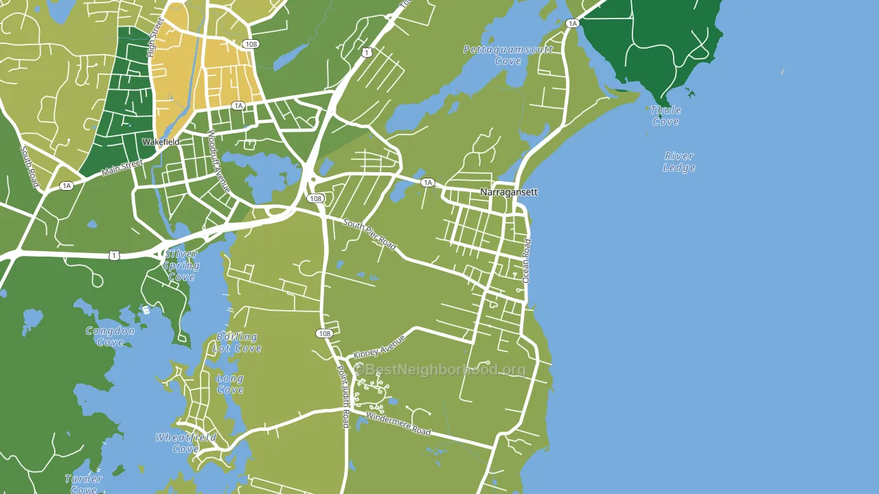 Narragansett Pier, RI block-group voter-turnout map