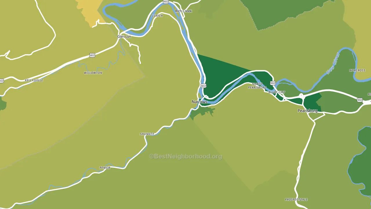 Narrows, VA block-group voter-turnout map