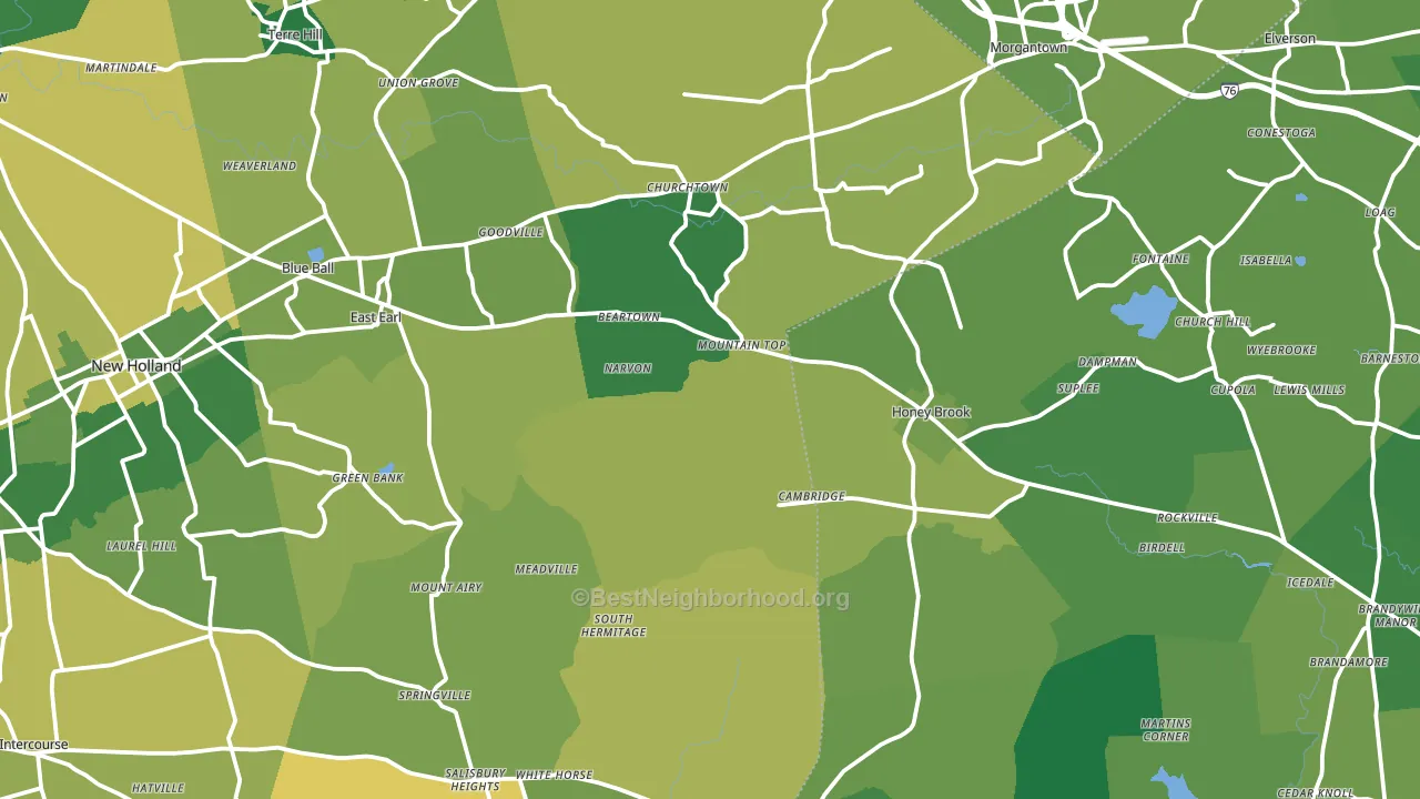 Narvon, PA block-group voter-turnout map