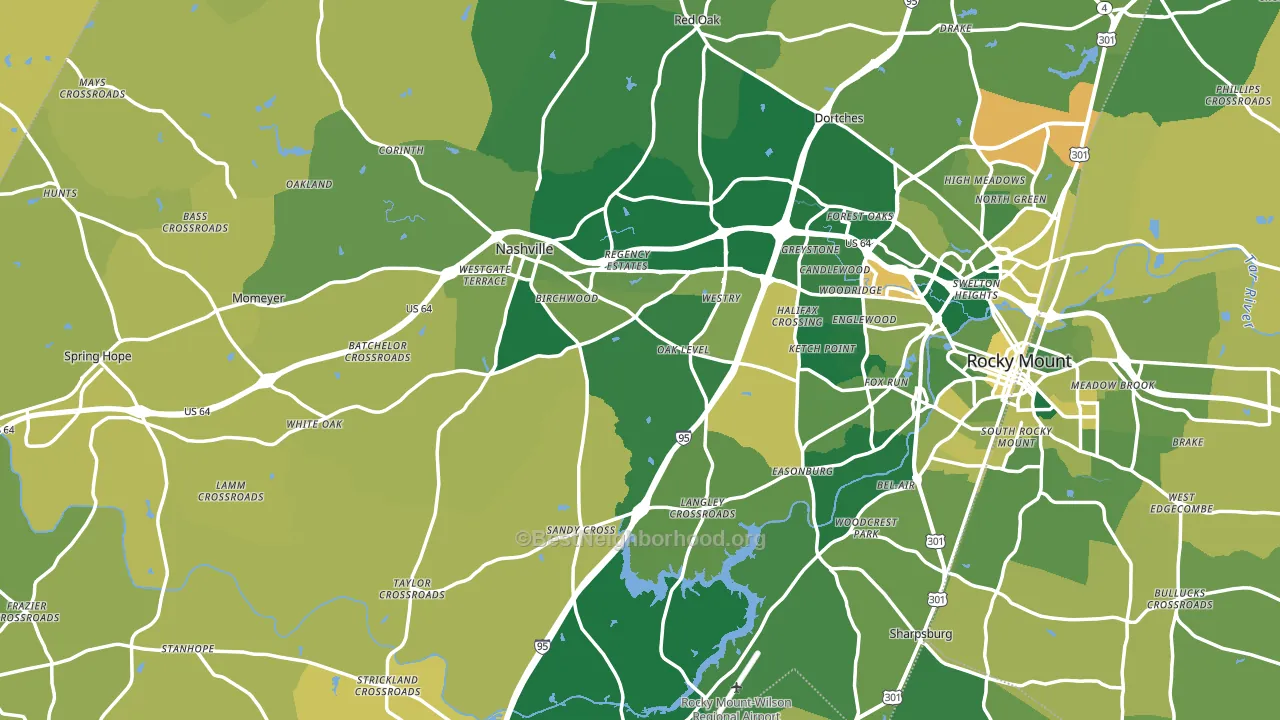 Nash County, NC block-group voter-turnout map