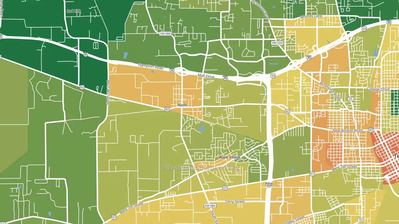 Nash, TX block-group voter-turnout map