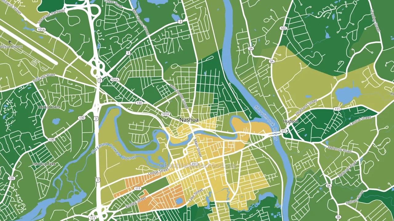 Nashua Historic District, Nashua, NH block-group voter-turnout map