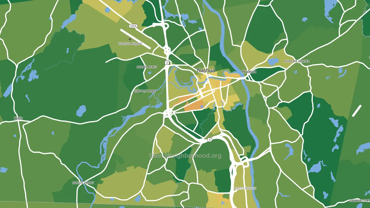 Nashua, NH block-group voter-turnout map