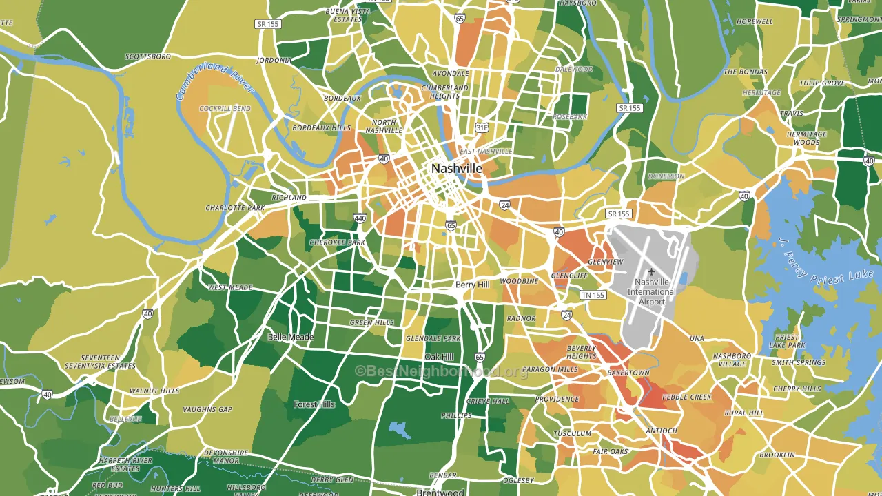 Nashville, TN block-group voter-turnout map