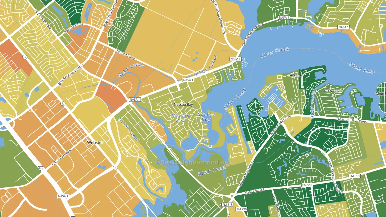 Nassau Bay, TX block-group voter-turnout map