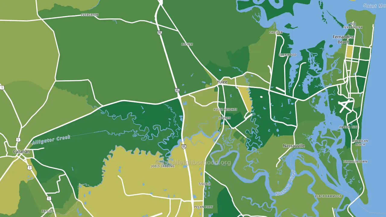 Nassau County, FL block-group voter-turnout map