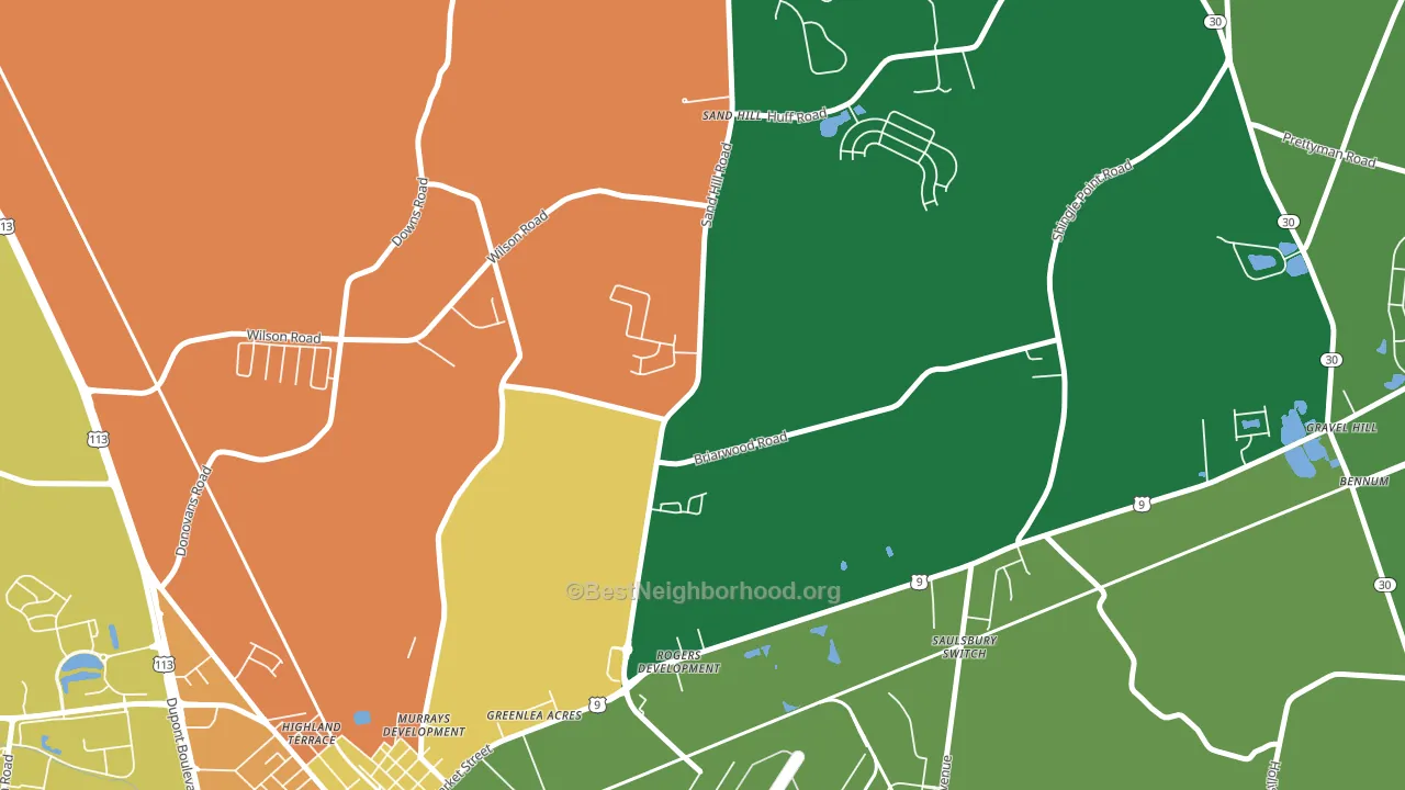 Nassau, DE block-group voter-turnout map