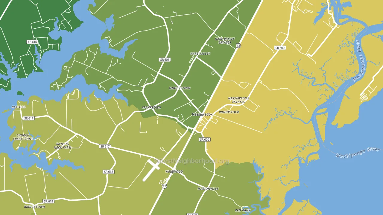 Nassawadox, VA block-group voter-turnout map