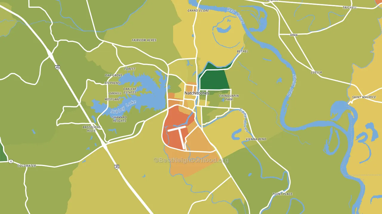 Natchitoches, LA block-group voter-turnout map