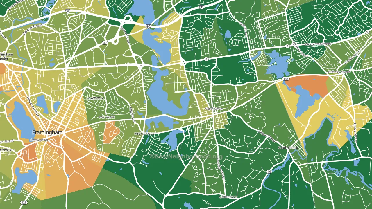 Natick, MA block-group voter-turnout map