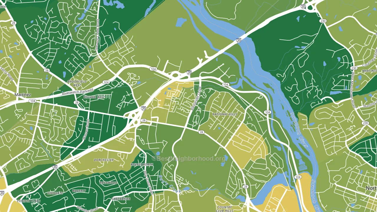 National Hills, Augusta, GA block-group voter-turnout map
