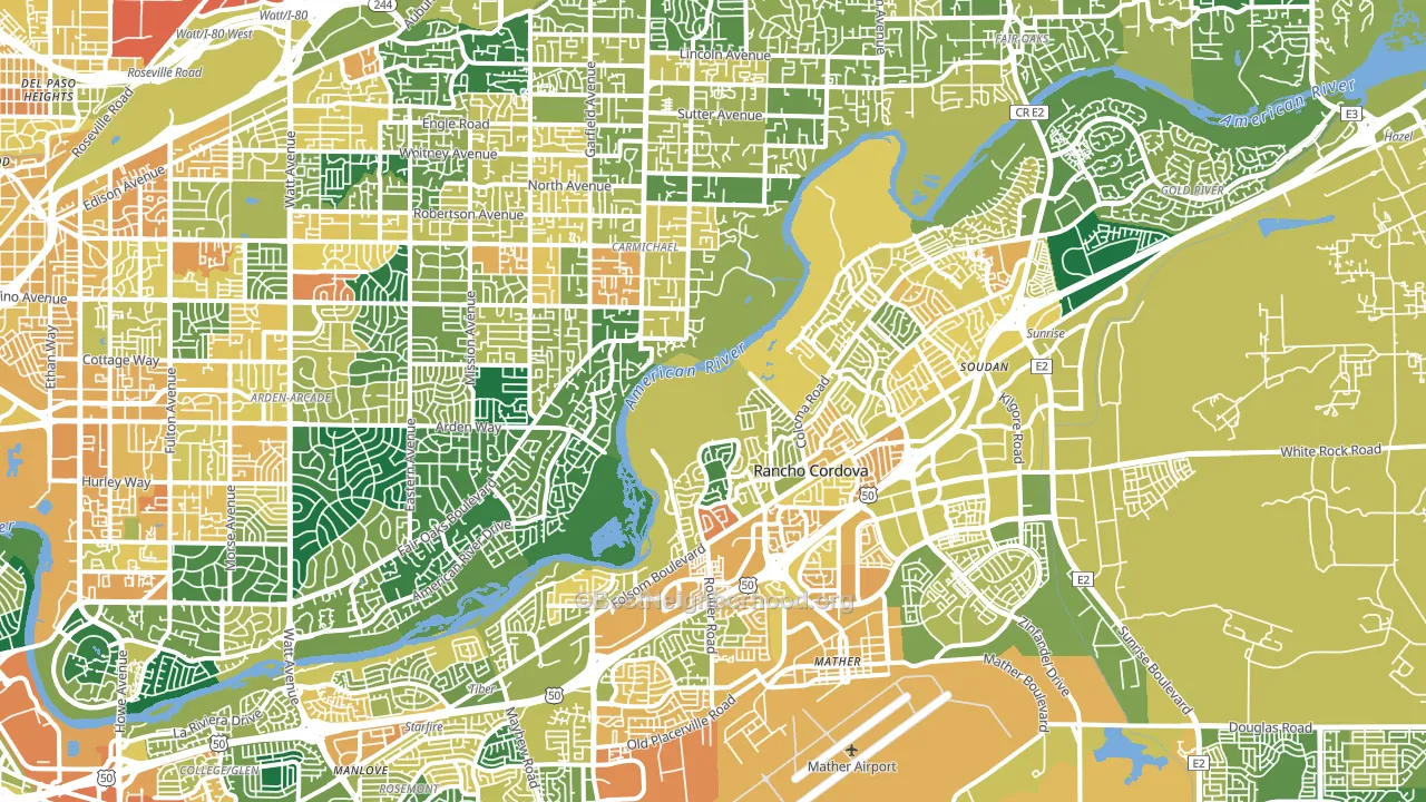 Natomas Corporate Center, Sacramento, CA block-group voter-turnout map