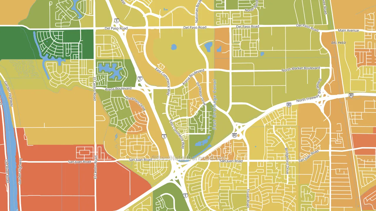 Natomas Crossing, Sacramento, CA block-group voter-turnout map