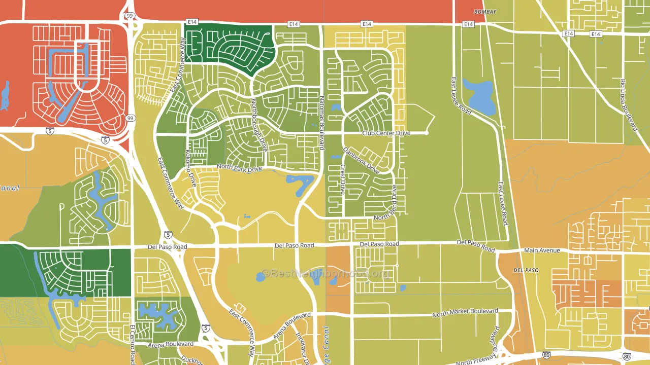 Natomas Park, Sacramento, CA block-group voter-turnout map