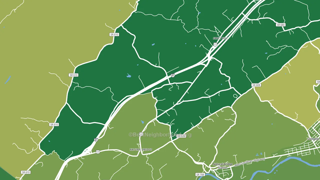 Natural Bridge, VA block-group voter-turnout map