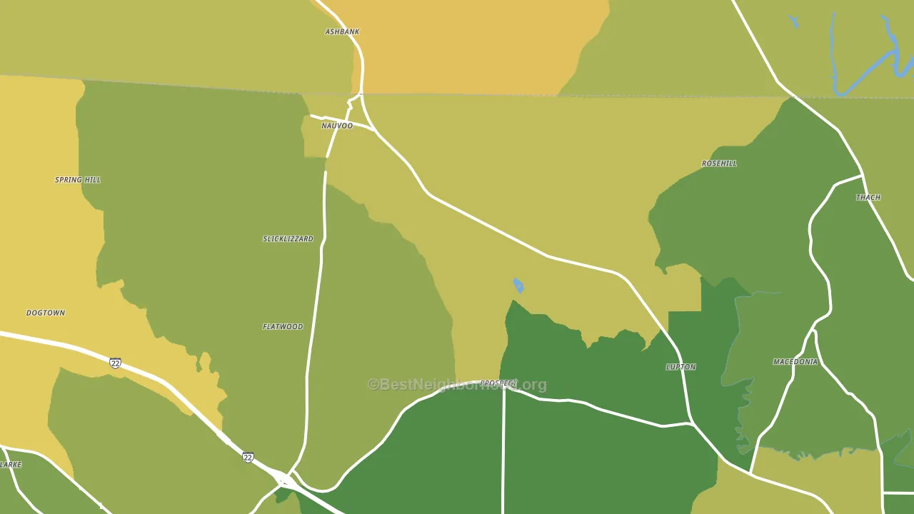 Nauvoo, AL block-group voter-turnout map