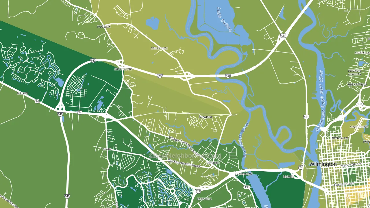 Navassa, NC block-group voter-turnout map