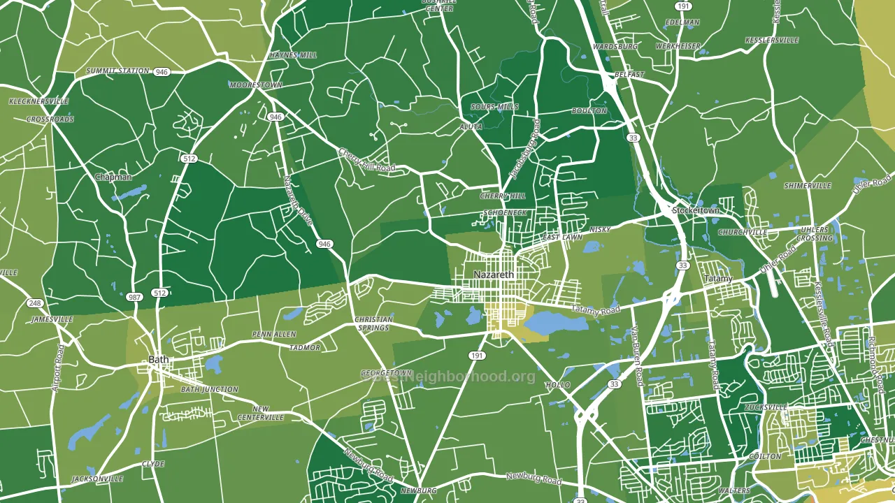 Nazareth, PA block-group voter-turnout map