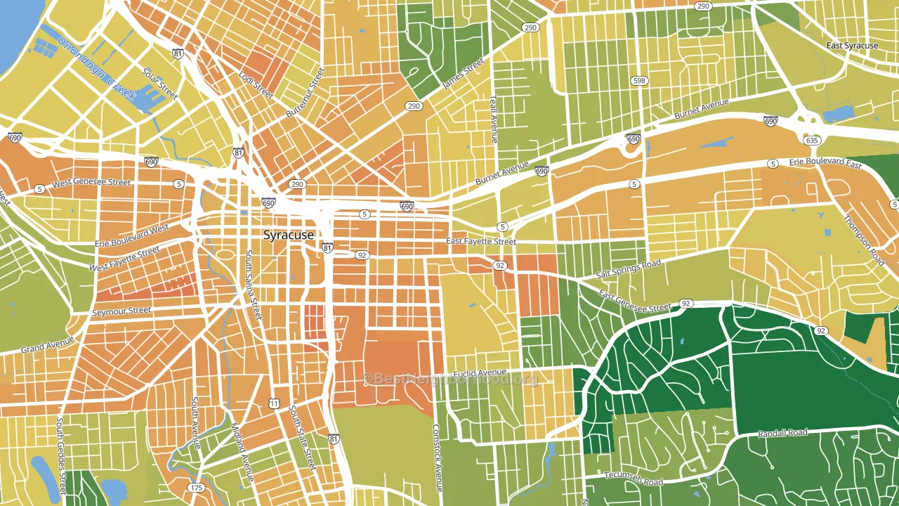 Near Eastside, Syracuse, NY block-group voter-turnout map
