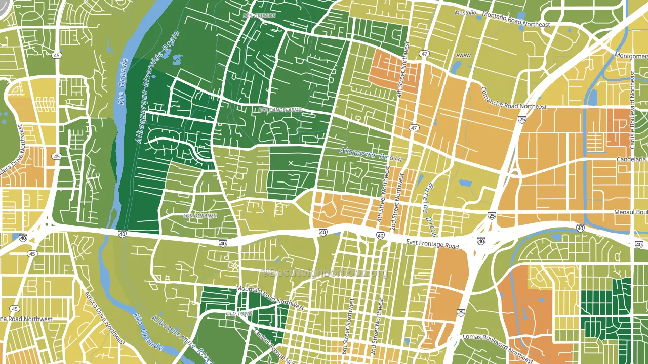 Near N Valley, Albuquerque, NM block-group voter-turnout map