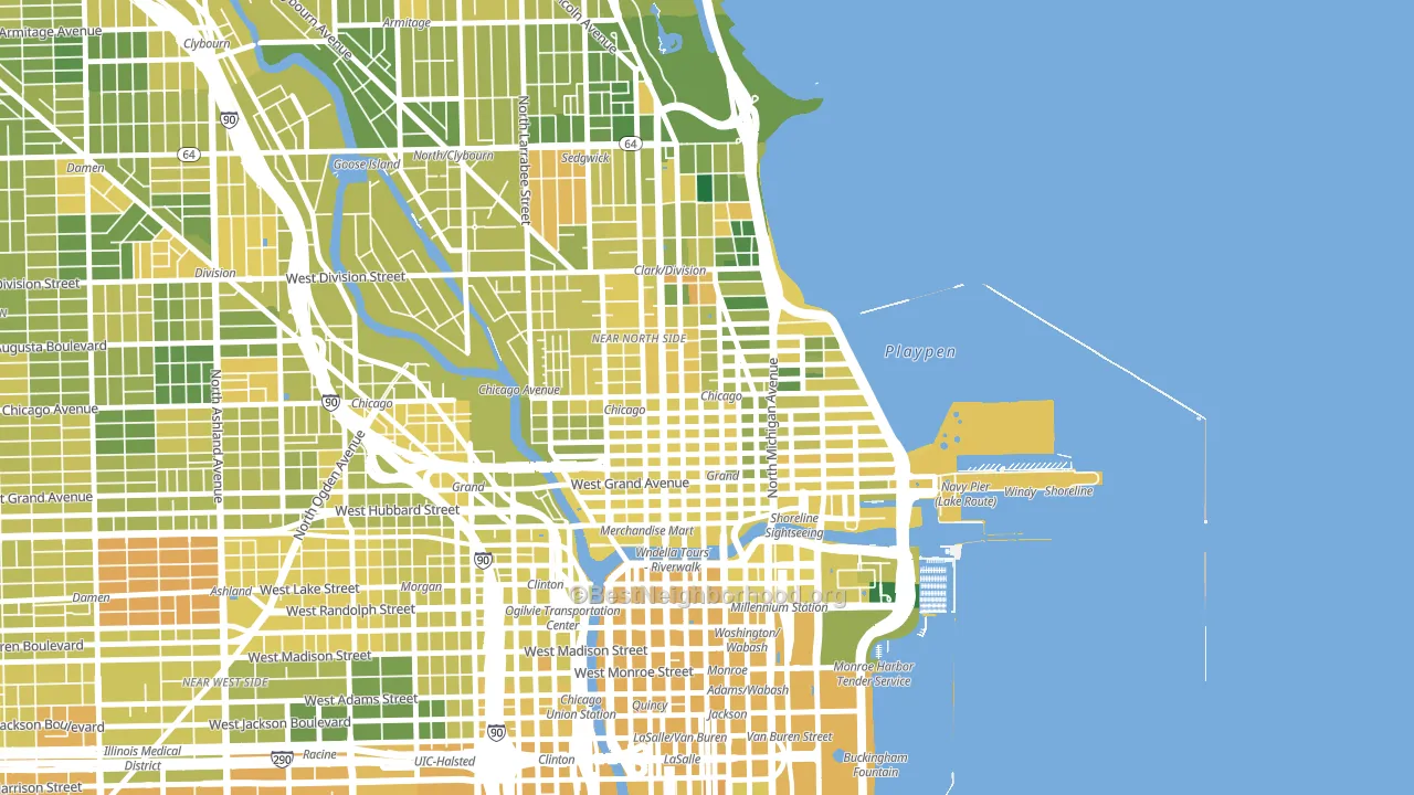 Near North Side, Chicago, IL block-group voter-turnout map